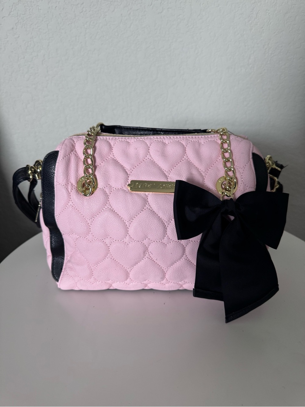 Vintage Betsey Johnson Pink Quilted Crossbody Bg